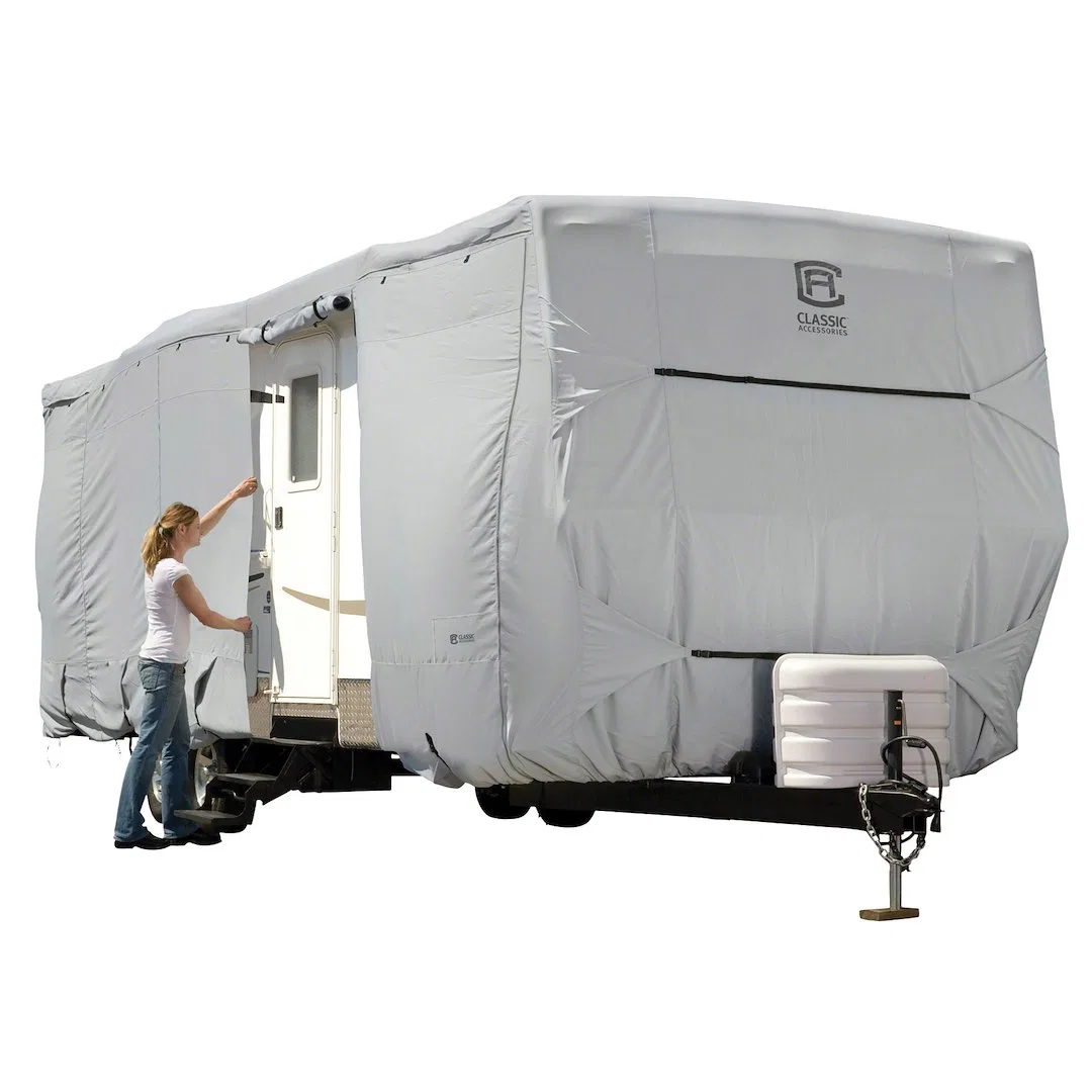 80-327-221001-RT – CLASSIC ACC Travel Trailer Cover, For Receiver Hitch Trailer Fits 38 Foot To 40 Foot Length x 124 ...